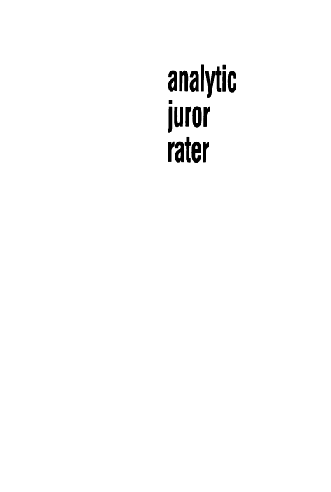 handle is hein.aliabapub/aycjrrr0001 and id is 1 raw text is: analytic
juror
rater



