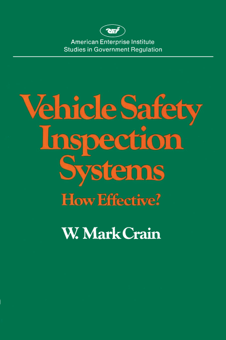 handle is hein.amenin/aeiabfj0001 and id is 1 raw text is: 








Vehicle Safety Inspection Systems: How Effective? by W. Mark Crain,
is a comprehensive examination of the federally mandated vehicle
safety inspection programs administered by most states. The author
finds that the programs have had no discernible effect on highway
safety and offers technical, political, and economic reasons for this
failure,
     The core of this work is a statistical analysis that compares
death and accident rates in states with and without inspection pro-
grams. Analyzed also are the basic premises underlying inspection
policies, the different types of programs, and the economic impact of
inspection regulations. The author concludes that, in view of its costs
and the absence of benefits, tbe overall vehicle safety inspection pro-
gram should be reevaluated and perhaps terninated.
     W. Mark Crain is associate professor of economics at Virginia
Polytechnic institute and State University and research associate at
the Iiversity's Center for Study of Public Choice. At present, he is
on leave at the University of California at Los Angeles.






















                                                US$1200
                                                            9784-0f-81447-3361  6
                                                    RSN  8: - 447336 6 i36 X



                                                  9 7M4     33616


