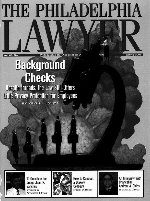handle is hein.barjournals/phillaw0068 and id is 1 raw text is: 


THE PHILADELPHIA


10 Questions for
Judge Juan R.
Sanchez
INTERVIEW BY
ANTOINETTE R. STONE


How to Conduct
a Blakely
Colloquy
BY JOHN W. MORRIS


An Interview With
Chancellor
Andrew A. Chirls
BY DANIEL A. CIRUCCI


