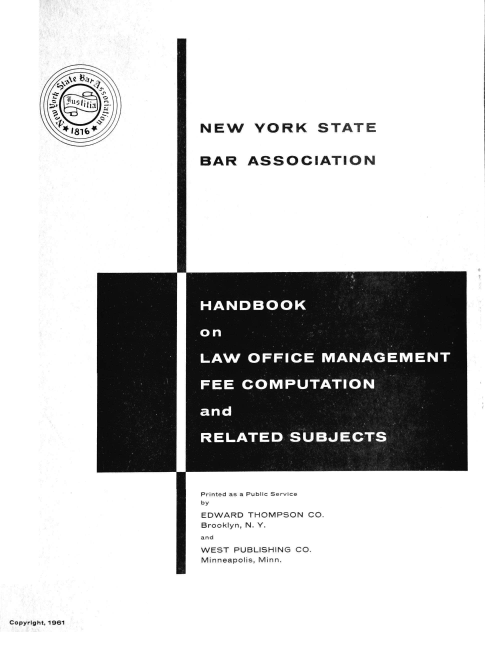 handle is hein.beal/hdbkolwofc0001 and id is 1 raw text is: *I 816

Printed as a Public Service
by
EDWARD THOMPSON CO.
Brooklyn, N. Y.
and
WEST PUBLISHING CO.
Minneapolis, Minn.

Copyright, 1961

NEW YORK STATE
BAR ASSOCIATION

I


