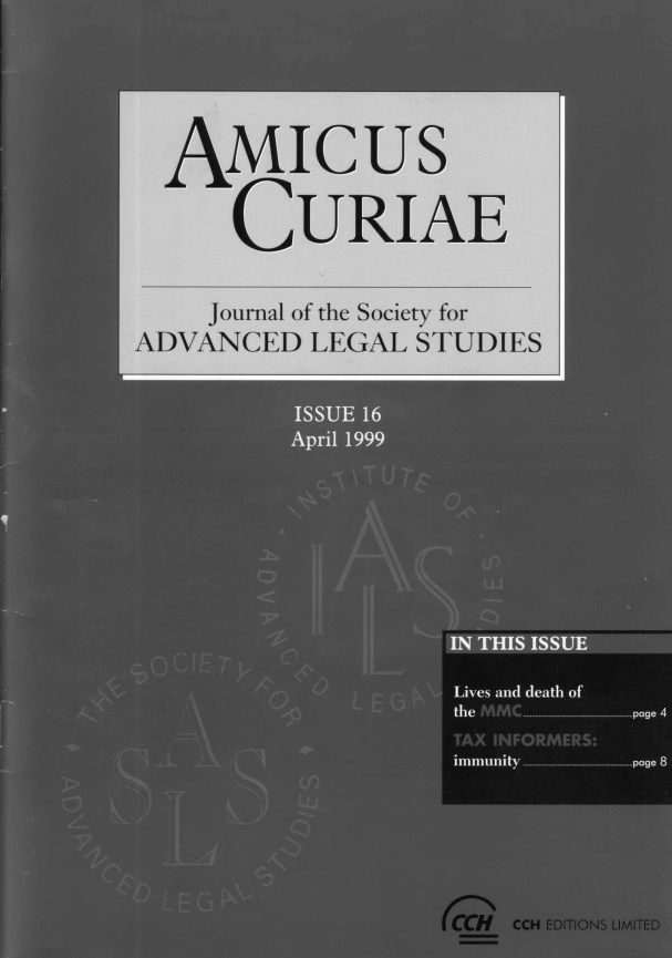 handle is hein.journals/amcrae16 and id is 1 raw text is: AMIcus
CURIAE
Journal of the Society for
ADVANCED LEGAL STUDIES


