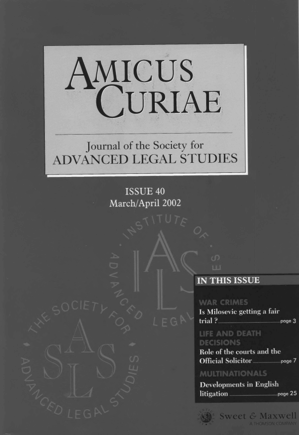 handle is hein.journals/amcrae40 and id is 1 raw text is: AMICUs
CURIAE
Journal of the Society for
ADVANCED LEGAL STUDIES


