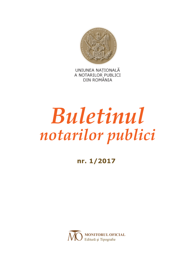 handle is hein.journals/blnpbl21 and id is 1 raw text is: 













           UNIUNEA NATIONALA
           A NOTARILOR PUBLICI
             DIN ROMANIA












11tarilor publici




           nr. 1/2017















        J1    MONITORUL OFICIAL
              Editura  i Tipografie


