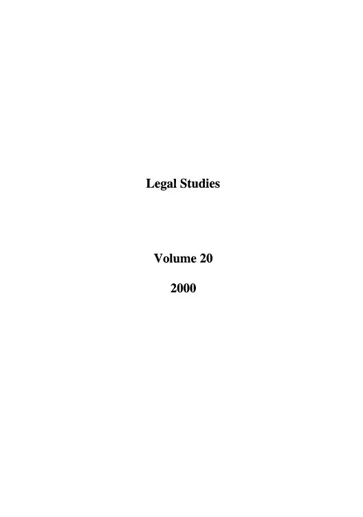 handle is hein.journals/legstd20 and id is 1 raw text is: Legal Studies
Volume 20
2000


