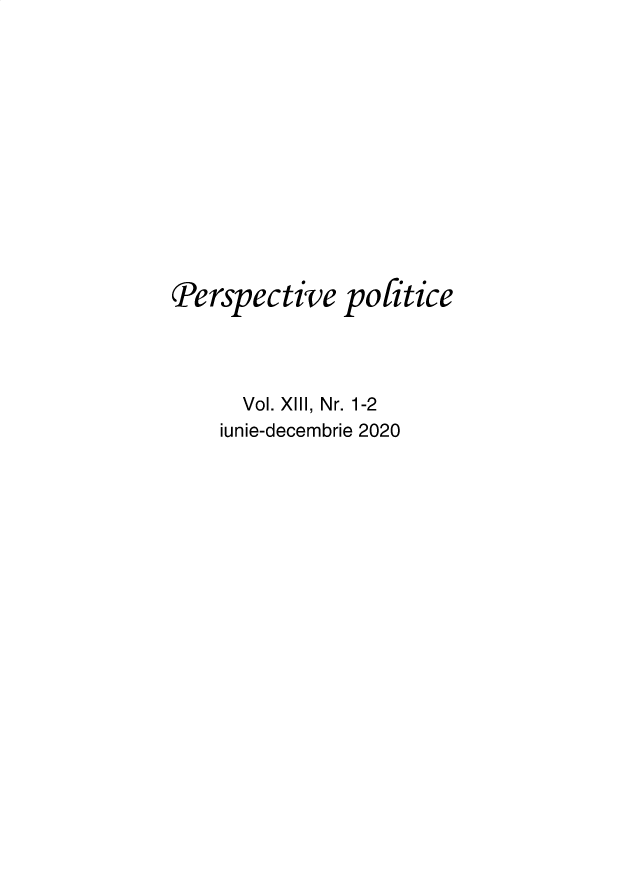 handle is hein.journals/pspvepc13 and id is 1 raw text is: 








Perspective


poitice


  Vol. XIII, Nr. 1-2
iunie-decembrie 2020


