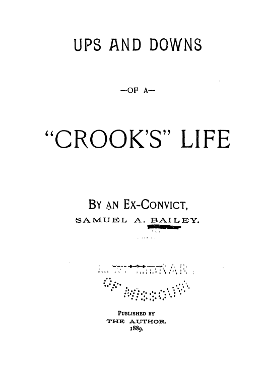 handle is hein.trials/abrt0001 and id is 1 raw text is: UPS AND DOWNS
-OF A-

CROOK'

S

LIFE

BY AN Ex-CONVICT,

SAMUEL

.A., BAI L A EY.
| '

II?
S                   -  S
Is )jI II
IS~           :19333  sal   a,

.%
:...S '

 .....:*
*0I ..*   '. * S I

PUBLISHED BY
'rHM   AUTHOR.
1889.



