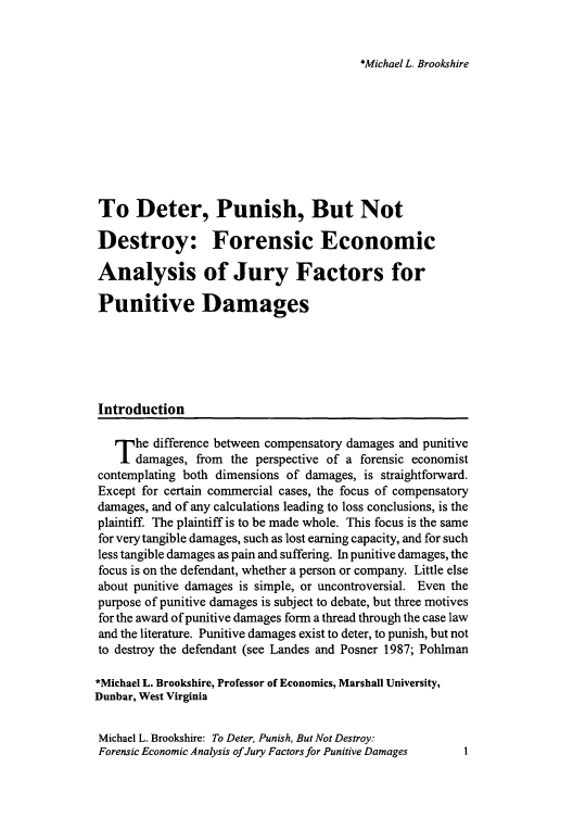to deter, punish, but not destroy: forensic economic analysis of
