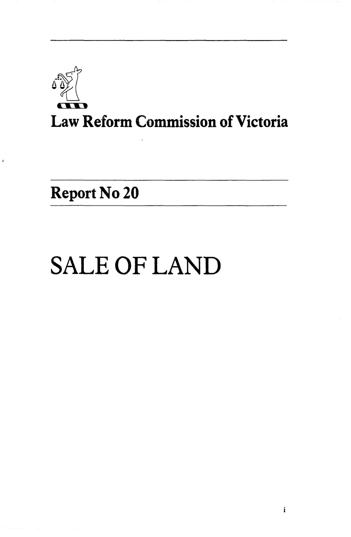 handle is hein.alrc/slland0001 and id is 1 raw text is: Law Reform Commission of Victoria

Report No 20

SALE OF LAND



