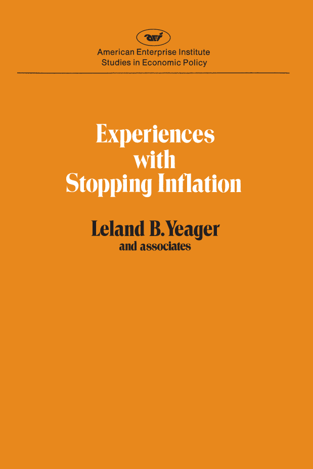 handle is hein.amenin/aeiaaig0001 and id is 1 raw text is: 










       Experiences with Stopping Inflation

                        LELAND   B.  YEAGER
                        AND ASSOCIATES


This volume   surveys eighteen  historical episodes in which inflation
was  stopped or nearly stopped. Six of these episodes were concerned
with ending  hyperinflations, five with pulling back from the brink of
hyperinflation, three with antiinflation programs in Latin  American
countries since World  War  II, and four with  greatly reducing infla-
tions of largely external origin in the 1970s.  The surveys  and  the
accompanying   theoretical discussion shed light on the difficulties of
stopping  long-entrenched  inflation of domestic origin. The  studies
suggest that programs  aimed  at merely  gradual success are unlikely
to command the necessary credibility and that dramatic political
change  can help to achieve that credibility.
     Leland B.  Yeager  is Paul Goodloe  McIntire  Professor of  Eco-
nomics at the University of Virginia.


ISBN 0-8447-3438-1 clothbound edition
ISBN 0-8447-3439-X paperback edition










                                         US $12.00
                                            ISBN-13: 978-0-847-3439-2
                                            ISBN-10: O-8447-3439-X
                                                            51200



                                          9 780844 734392




        American Enterprise Institute for Public Policy Research
        1150 Seventeenth Street, N.W., Washington, D.C. 20036



