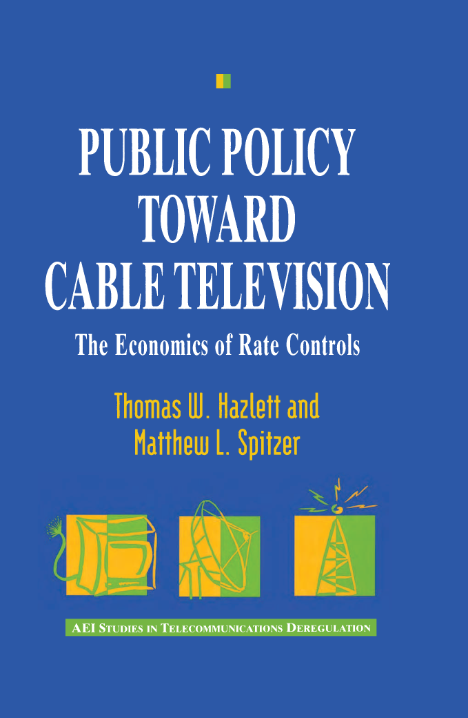 handle is hein.amenin/aeiaapg0001 and id is 1 raw text is: 













                                           This volume  examines  the effect
                                           of rate regulation in cable televi-
                                           sion and focuses on the impact of
                                           price controls on consumer  wel-
                                           fare. Thomas W. Hazlett  and
                                           Matthew   L. Spitzer find that rate
                                           regulation in cable television has
                                           affected consumers  in a number
                                           of significant ways, though not
                                           always in accord with common
                                           expectations or popular conclu-
                                           sions. Deregulation following the
Cable  Act of 1984 led not to a fly-up in rates but to price increases driven
by-and   commensurate with-quality upgrades in the cable television pack-
age. Reregulation  following the Cable Television Consumer  Protection and
Competition   Act of 1992, after a false start in 1993, did effectively constrain
cable rates by about 8 to 10 percent in 1994. The reregulation of cable, how-
ever, was accompanied   by a dramatic drop in viewer ratings for basic cable
program   services, which suggests a loss of quality in the eyes of consumers.
         The most  dramatic evidence of the failure of rate regulation to lower
rates is found in data that indicate that subscribership was neither restricted
by  cable deregulation nor expanded  by reregulation. The strong support
given to regulation by competitors to cable, including broadcasters and local
telephone  companies,  and the vocal opposition to rate regulation expressed
by  programming   interests further buttress the hypothesis that rate regulation
has  not lowered quality-adjusted cable rates. That failure of regulation is all
the more  striking in light of the overwhelming evidence that cable operators
enjoy  considerable amounts  of market power, price substantially above aver-
age  cost, and realize excess returns.

Thomas   W. Hazlett is professor of agricultural and resource economics at the
         University of California, Davis.
 Matthew  L. Spitzer is the William T. Dalessi Professor of Law at the
         University of Southern California.



The  MIT  Press
Massachusetts Institute of Technology
Cambridge, Massachusetts 02142
HAZPH
0-262-08253-5
The  AEI  Press
Publisher for the American Enterprise Institute
1150 17th Street, N.W., Washington, D.C. 20036


