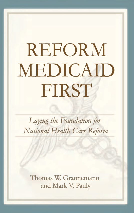 handle is hein.amenin/aeiaapu0001 and id is 1 raw text is: 




     REFORM MEDICAID FIRST
Laying the Foundationfor National Health Care Reform

       Thomas W  Grannemann   and Mark V Pauly


As Congress contemplates major revisions to America's health care system, two
leading health economists warn that significant differences among state Medic-
aid programs will hinder national health care reform. Thomas W Grannemann
and Mark V Pauly argue that Medicaid will need to be reformed as an early
step in any serious health care reform effort. While states such as Mississippi
and Nevada spend as little as $5,000 per poor person annually, New York
and Alaska annually spend more than $15,000 per Medicaid patient. Large
differences remain even after correcting for cost-of-living and medical-price
differences. This imbalance among states creates an uneven and unstable foun-
dation for any national program to address the needs of uninsured Americans.
   The authors offer principles for reform designed to encourage equity,
efficiency, and accountability in all publicly funded health care programs.
They suggest changes in provider payment methods and federal/state financing
designed to promote interstate equity, equality of payment across settings,
claims-based accountability, provider network control, and value-based cost
containment. Such reform will require upfront changes in Medicaid to
improve access to high-value health care for low-income persons (particularly
those in low-Medicaid-benefit states) and to help slow the rate of growth in
medical costs. These changes will level the playing field for state programs and
provide a crucial foundation for further national reform.

Thomas  W  Grannemann  is a health economist and an associate regional
administrator for the Centers for Medicare and Medicaid Services in Boston.

Mark V  Pauly is a professor in the Health Care Management Department at
the University of Pennsylvania's Wharton School.


                                          PUBLIC POLICY       $15.00
                                            ISBN-13: 978-E0-8N47-4316-5
   A   E  l                                 ISBN 10l: 0 8'447 4316 X
       A me ~can EnterpriseInstitute                        5 50
       for Public Policy Research
       1150 Seventeenth Street. NW.
       Washington, D.C. 20036


Cover imnge © Photodisc/Getty Images


      REFORM




MEDICAID




               FIRST






       Laying the Foundation for


   National Health Care Reform


Thomas W Grannemann

       and Mark V. Pauly


9 1808 4 T 1


