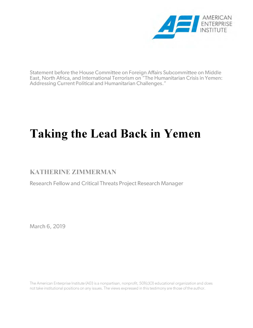 handle is hein.amenin/aeiabgk0001 and id is 1 raw text is: 


                            wMRA



























Taking the Lead Back in Yemen









   U\  (NM  f$ ~  ~~  'k'2-<<< ,~<,.t NZ«'<N>,\





     a, 6,A         W< 2019 ~0<\


;:!V x


