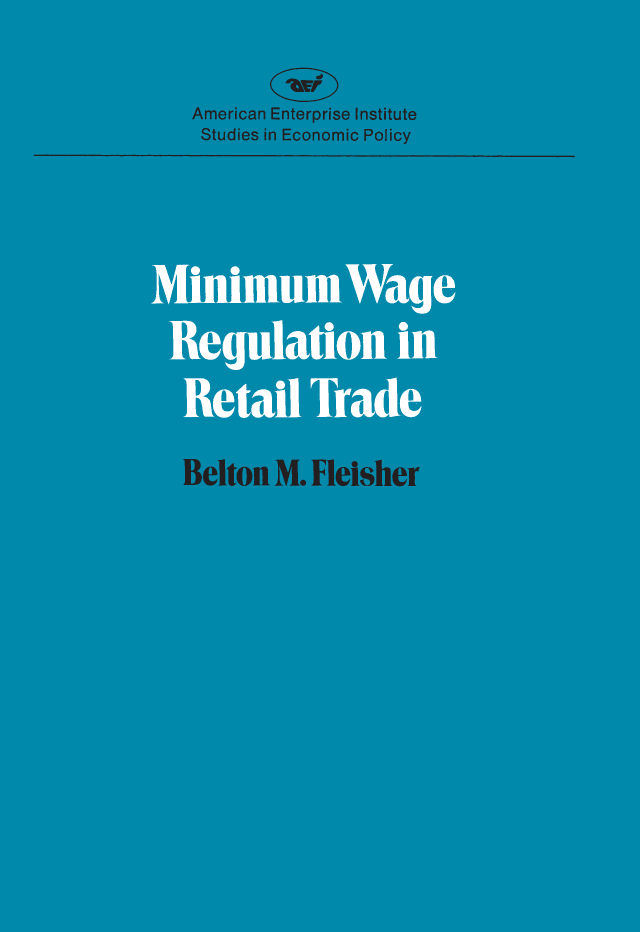 handle is hein.amenin/aeiabrq0001 and id is 1 raw text is: 
Trim 1/2 in off the top of all covers  ,


Front edge of spine.----8.875in from the front edge of the paper.                                            Trim small here -


Trim large here --L


Minimum Wage Regulation in Retail Trade, by Belton M. Fleisher,
shows that federal legislation imposing minimum wage standards on
the retail trade industries in 1961 raised average labor costs in retail
trade as much as 5 percent during the late 1960s. As a result, there
were between one-third million and one-half million fewer full-time
jobs in retail trade than would have existed wihout that legislation.
This narrowing of labor market opportunities affected teenagers most
severely, reducing employment among eighteen- and nineteen-year-old
men by about 9 percent and among fourteen- to seventeen-year-old
women by about 14 percent.
     The research reported in this book-the first one devoted to this
subject in more than a decade-indicates that minimum wages do not
necessarily result in an increase in the full rate of pay. Fringe benefits
tend to be reduced somewhat and, most importantly, the training value
of jobs is largely eliminated as employers adjust to the rising labor
cost. Once again, young persons are affected most severely since the
training aspects of early labor force experience are particularly im-
portant for them. Professor Fleisher concludes that the extension of
minimum wage coverage to retail trade provides evidence that low
earning power cannot be cured by legislating it away.
     Belton M. Fleisher is professor of economics at the Ohio State
University. He is the coauthor of a textbook in labor economics,
Labor Economics: Theory, Evidence, and Policy (2nd edition, 1980),
and the author of The Economics of Delinquency (1966) and of
numerous articles in professional journals.












                                             US $12.00
                                                ISBN 13: 978 0 8447-3420-0
                                                ISBN 10: 0 8447  3420-9
                                                111 1    1         l5 1200



                                                9 780844 734200(


*Small covers trim to (14.625 x 9.4) *Large covers trim to (18.875 x 11.4)


