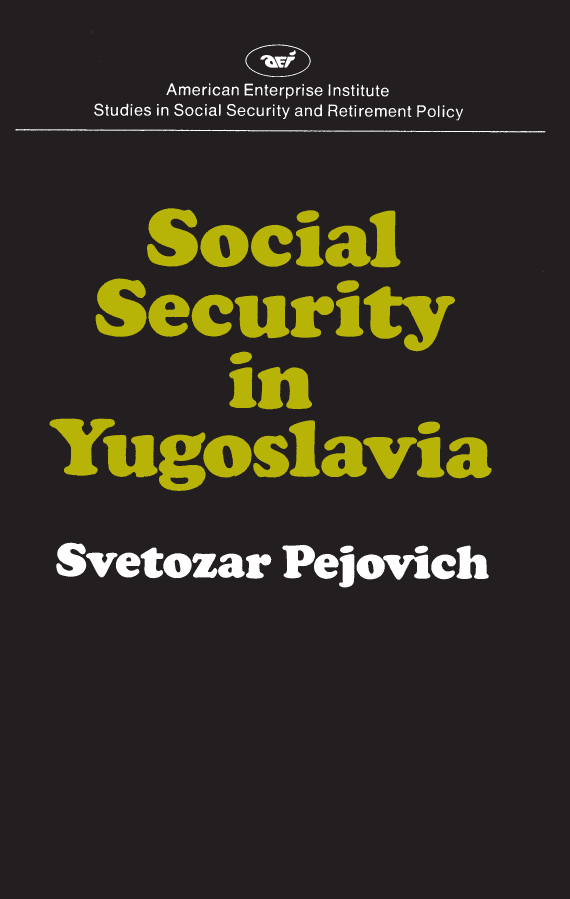 handle is hein.amenin/aeiacir0001 and id is 1 raw text is: 






Social Security in Yugoslavia,  by Svetozar  Pejovich, describes the
unique  organization of the social security system in Yugoslavia, the
first socialist state to decentralize its economy and to abolish admin-
istrative planning.
     In the Yugoslav  system, social security taxes are collected and
benefits are paid under regional administration, not the national gov-
ernment  as in most countries. Social security tax rates and benefit pay-
ments  vary  among   the  republics, and an  individual's retirement
benefits depend  on the  earnings of the  enterprise in which he  is
employed.  The  author concludes that an advantage  of the Yugoslav
system may  be more  effective control over its costs and benefits, since
the decision-making powers have been  kept in the hands of reasonably
small groups of persons who both receive and pay for the benefits.
     Svetozar Pejovich is Dean  of the Graduate  School of Manage-
ment  at the University of Dallas, Irving, Texas, and  visiting pro-
fessor of economics at Texas A&M   University.





















        American Enterprise Institute for Public Policy Research
        1150 Seventeenth Street, N.W., Washington, D.C. 20036




                                                    ISBN 978-0-8447-3348-7



                                                       | |   '    9000 a>
                                                   9 780844 733-487


