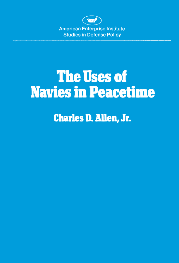 handle is hein.amenin/aeiacrl0001 and id is 1 raw text is: 









The Uses  of Navies in Peacetime, by Charles D. Allen, Jr., maintains
that the functions of navies in peacetime are to provide visible signals
of national intent in support of diplomatic intercourse and to apply
force as necessary when  diplomacy  fails. The author examines the
nature of the  implied use  of force and considers how   signals of
national intent are made and the types of forces and operations they
involve. He also looks at the unique problems involved in the tran-
sition from peacetime  operations to open  warfare between  super-
powers.  In the final chapter, he considers the implications of his
proposals for peacetime naval requirements.
    Charles D. Allen, Jr., is senior vice-president of Delex Systems,
Inc., a Washington-based consulting firm. He has conducted a num-
ber of studies on the uses and structure of naval forces for the U.S.
Navy  and  the Defense Department.  He  retired from the navy as a
captain in 1974.

























                                             US $12.00


                           \\       \   \
                                           ~








           ~

K
                   '.         K     K               K
                                            >  \



                                               K


ISBN-13: 976-0-89947-3 12-5
ISBN-LO: 0-8047-3412-8
                51200



9 <80844 734125


