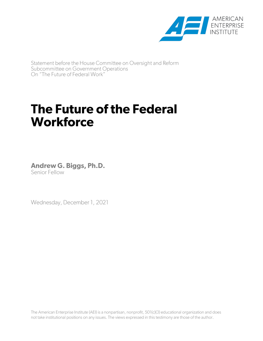 handle is hein.amenin/aeiaeem0001 and id is 1 raw text is: m AMMM  I N$ [TUTE
The Future of the Federal
Workforce


