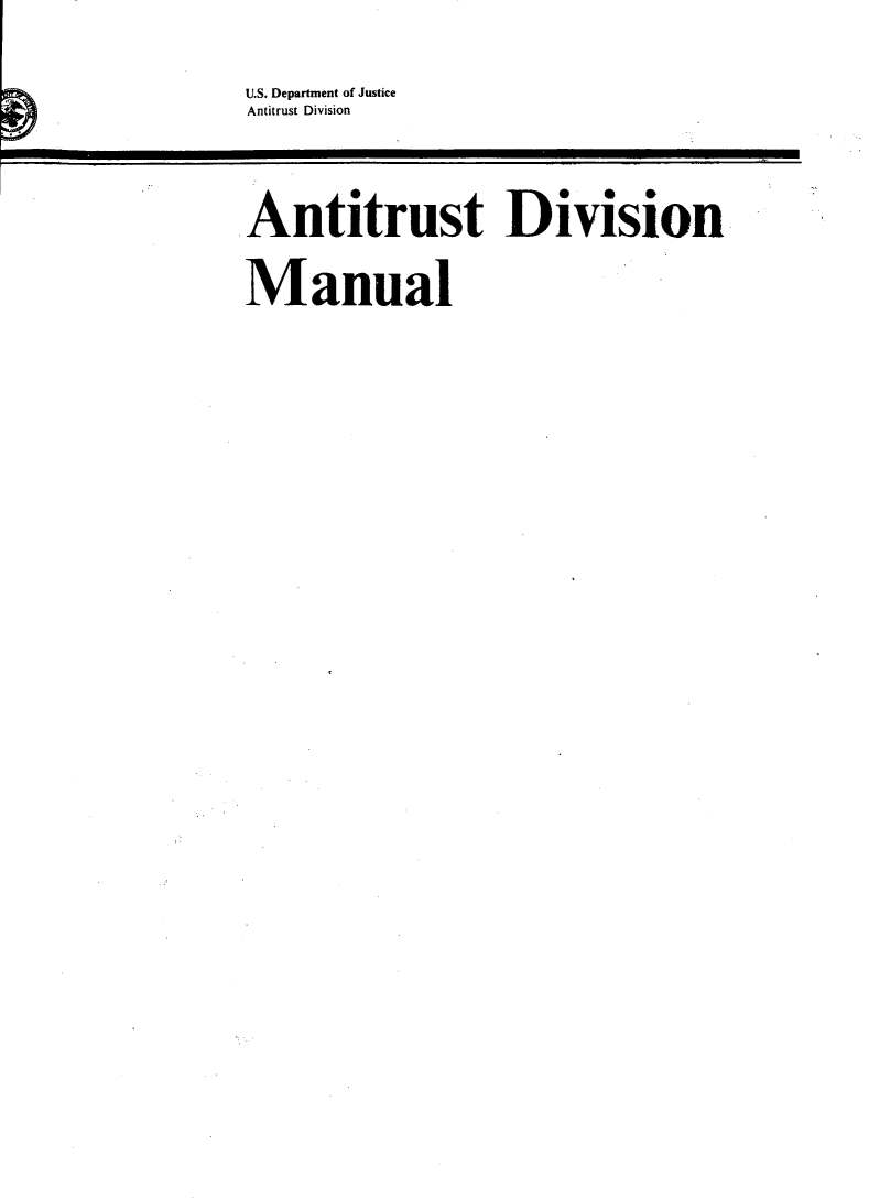 handle is hein.beal/admusdj0001 and id is 1 raw text is: U.S. Department of Justice
Antitrust Division
Antitrust Division
Manual


