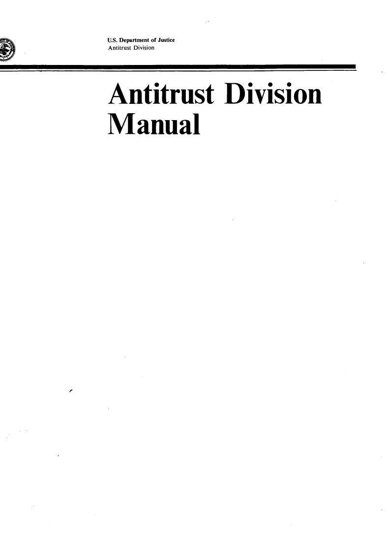 handle is hein.beal/antidm0001 and id is 1 raw text is: U.S. Department of Justice
Antitrust Division
Antitrust Division
Manual


