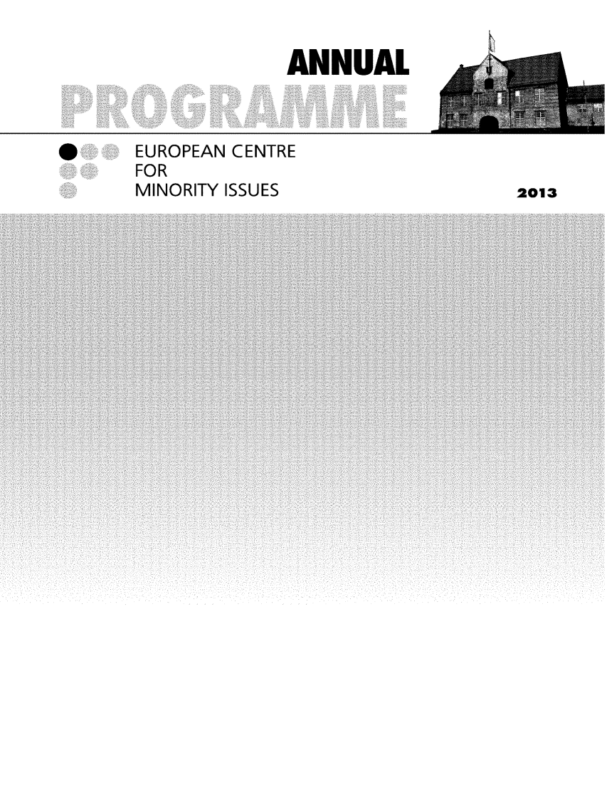 handle is hein.ecmi/anprgm2013 and id is 1 raw text is: EUROPEAN CENTRE
FOR
MINORITY ISSUES

ANNUAL

2013


