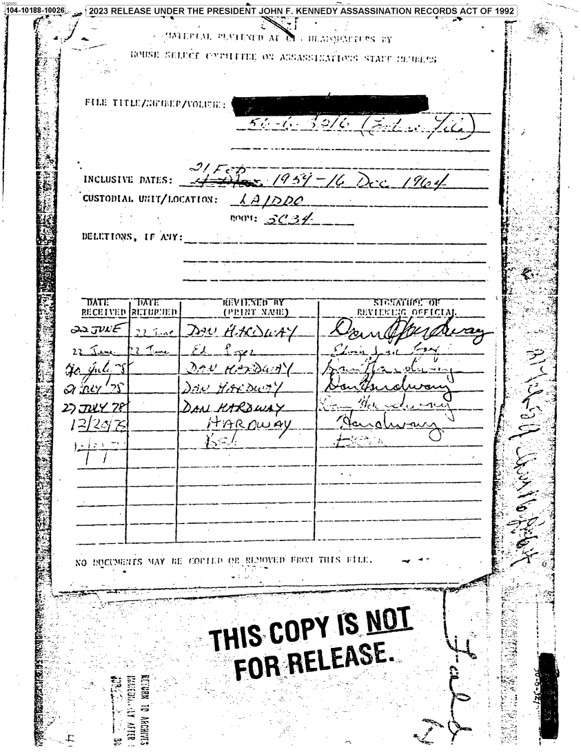 handle is hein.jfk/jfkarch84956 and id is 1 raw text is: 104-10188-10026;. 2023 RELEASE UNDER THE PRESIDENT JOHN F. KENNEDY ASSASSINATION RECORDS ACT OF 1992







               ru I.z r iTUL:/::IPr, iI: r'/voz;., r:  1(~ )~'C






           ~INCLJSIVE PATOC               T    O    :.S:________                            i





              C U T O DA 1. V U i~      Iffy F flAmtff Y               * T ' g a  r   -








                            /.                                                                   -




                                  -14   vi (    1 4')              ,a  kS -  -   -     -










                                                                                              C.

                                               k           d.,
                                                                      A                           }~


