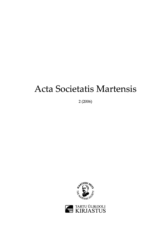 handle is hein.journals/actsoma2 and id is 1 raw text is: 













Acta Societatis Martensis

             2 (2006)


TARTU ULIKOOLI
KIRJASTUS



