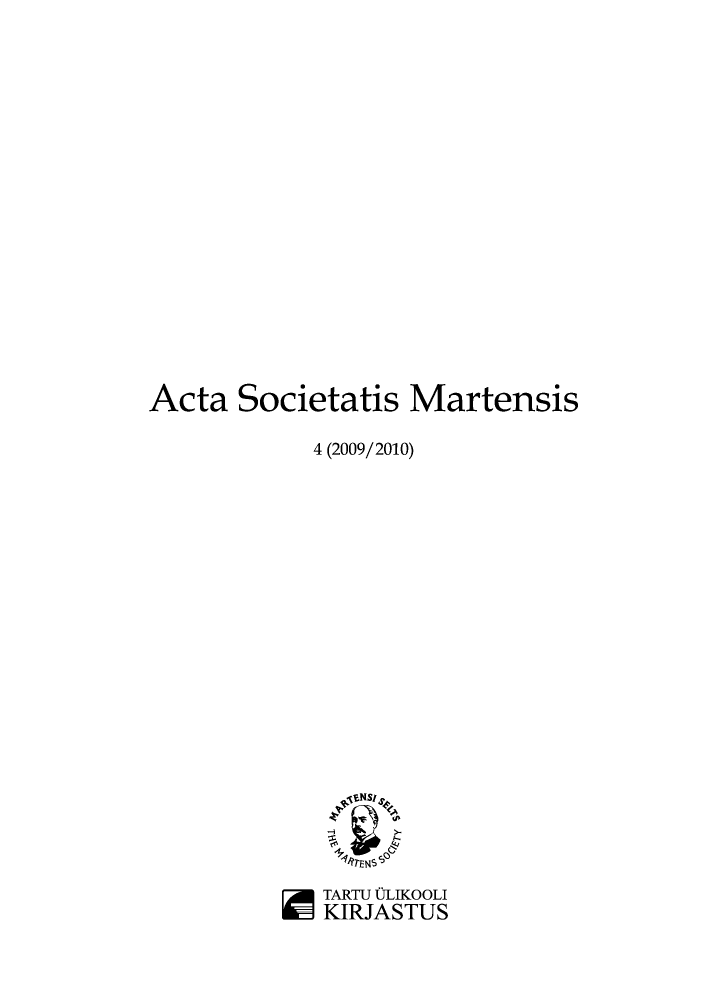 handle is hein.journals/actsoma4 and id is 1 raw text is: Acta Societatis Martensis
4 (2009/2010)
TARTU ULIKOOLI
mI KIRJASTUS


