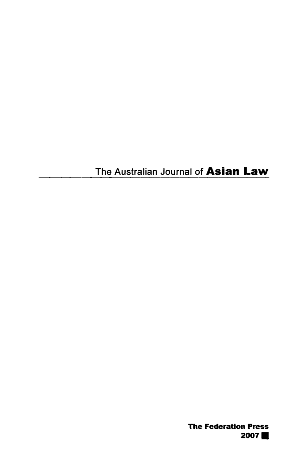 handle is hein.journals/ajal9 and id is 1 raw text is: The Australian Journal of Asian Law

The Federation Press
2007 0


