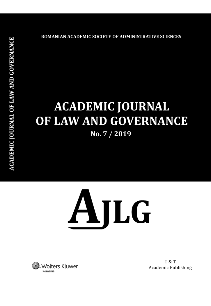 handle is hein.journals/ajlg7 and id is 1 raw text is: 



















             No. 7 / 2019













         JLLG





                                 T&T
WoLters Ktuwer               Academic Publishing
Romania


