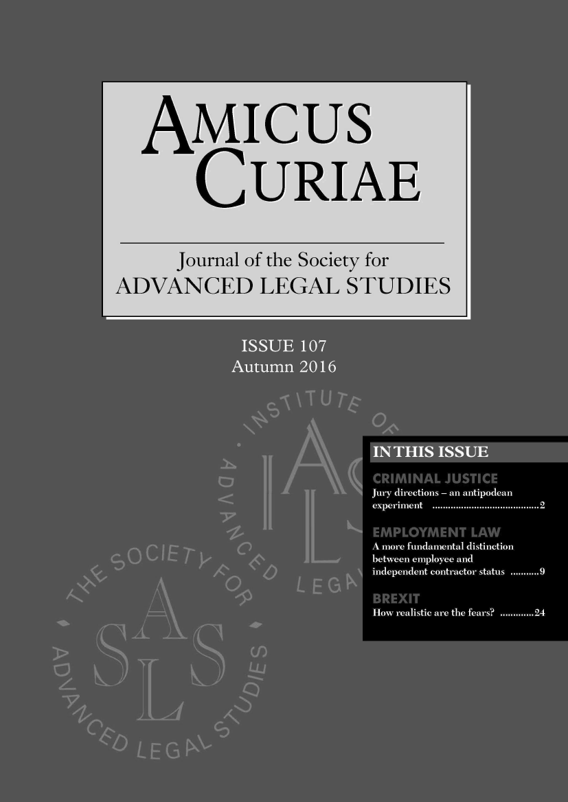 handle is hein.journals/amcrae107 and id is 1 raw text is: AMIcus
CURIAE
Journal of the Society for
ADVANCED LEGAL STUDIES


