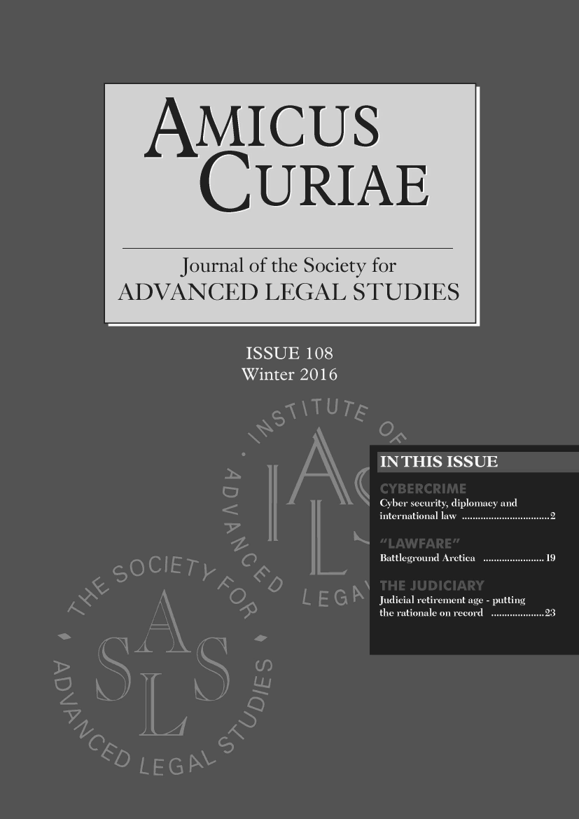 handle is hein.journals/amcrae108 and id is 1 raw text is: AMIcus
CURIAE
Journal of the Society for
ADVANCED LEGAL STUDIES



