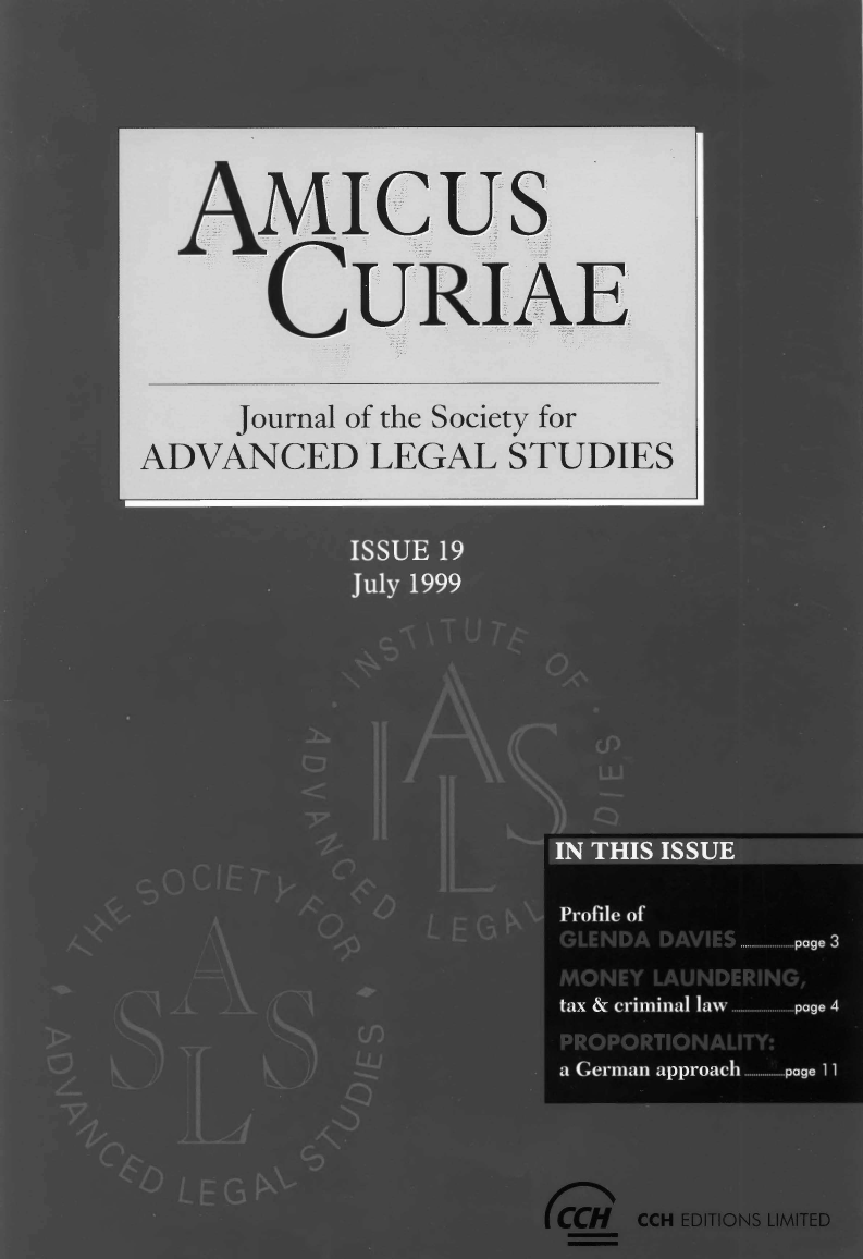 handle is hein.journals/amcrae19 and id is 1 raw text is: AMICUS
CURIAE
Journal of the Society for
ADVANCED LEGAL STUDIES


