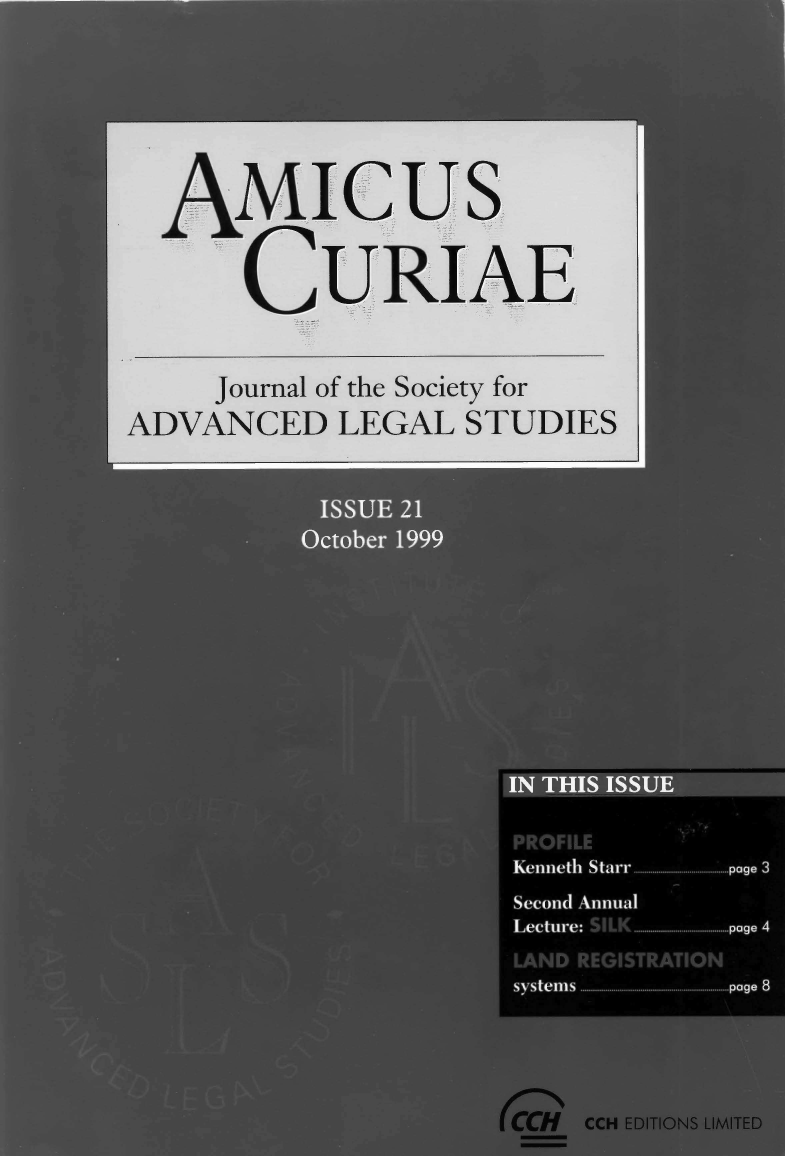 handle is hein.journals/amcrae21 and id is 1 raw text is: AMICUS
CURIAE
Journal of the Society for
ADVANCED LEGAL STUDIES


