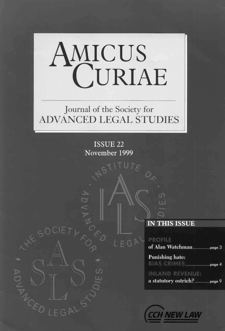 handle is hein.journals/amcrae22 and id is 1 raw text is: AMIcus
CURIAE
Journal of the Society for
ADVANCED LEGAL STUDIES


