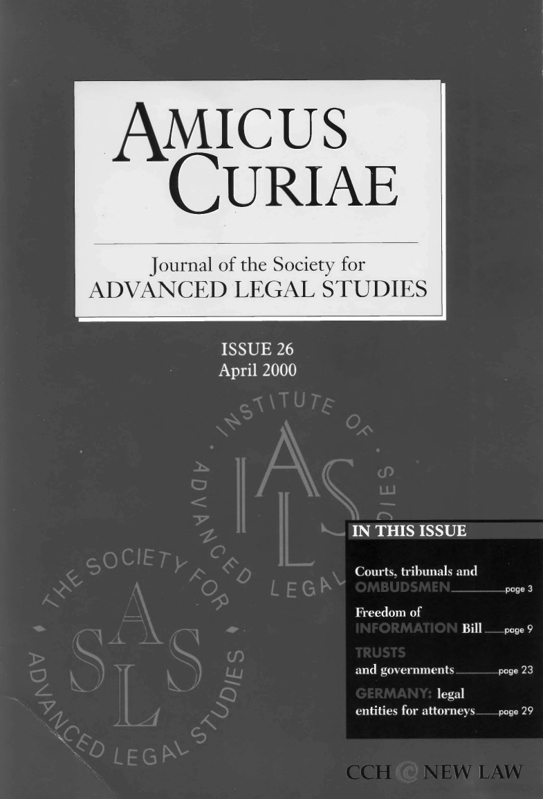 handle is hein.journals/amcrae26 and id is 1 raw text is: AMIcus
CURIAE
Journal of the Society for
ADVANCED LEGAL STUDIES


