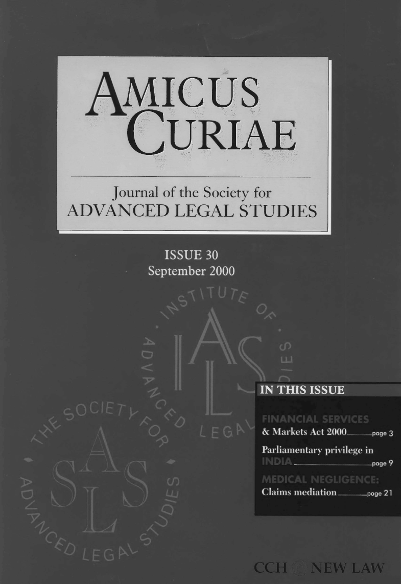 handle is hein.journals/amcrae30 and id is 1 raw text is: AMICUs
CURIAE
Journal of the Society for
ADVANCED LEGAL STUDIES


