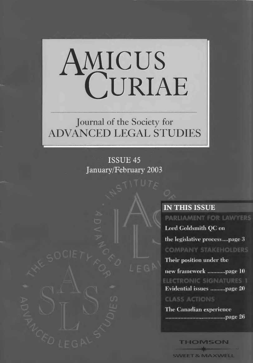 handle is hein.journals/amcrae45 and id is 1 raw text is: AMIcus
CURIAE
Journal of the Society for
ADVANCED LEGAL STUDIES


