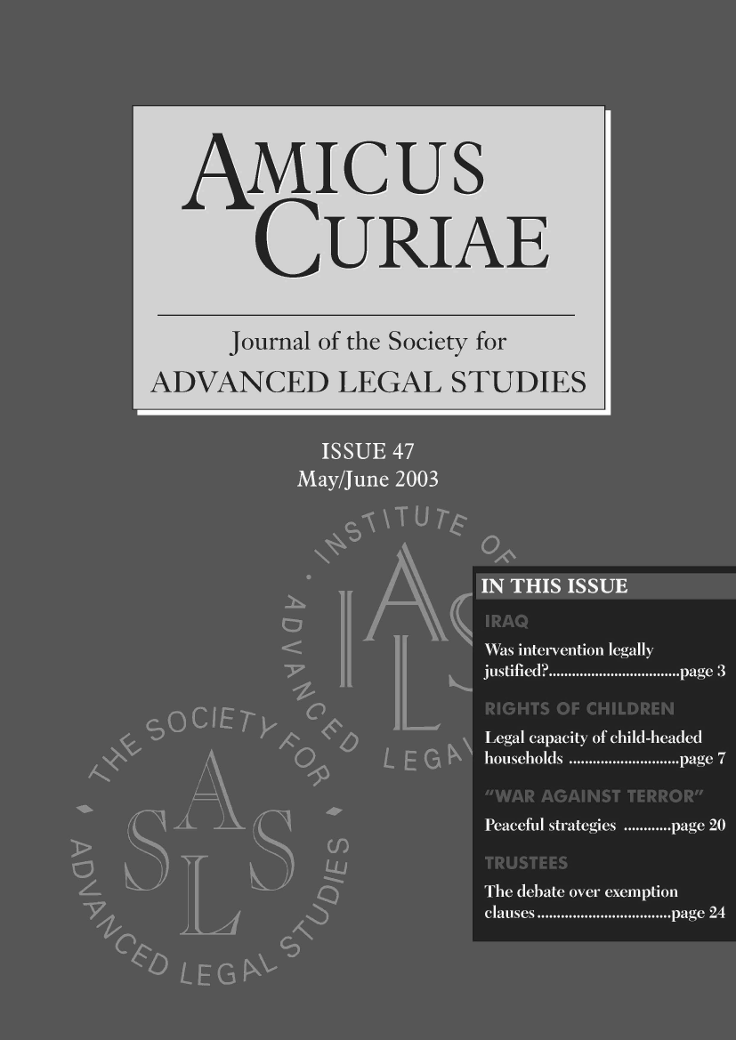 handle is hein.journals/amcrae47 and id is 1 raw text is: AMIcus
CURIAE
Journal of the Society for
ADVANCED LEGAL STUDIES


