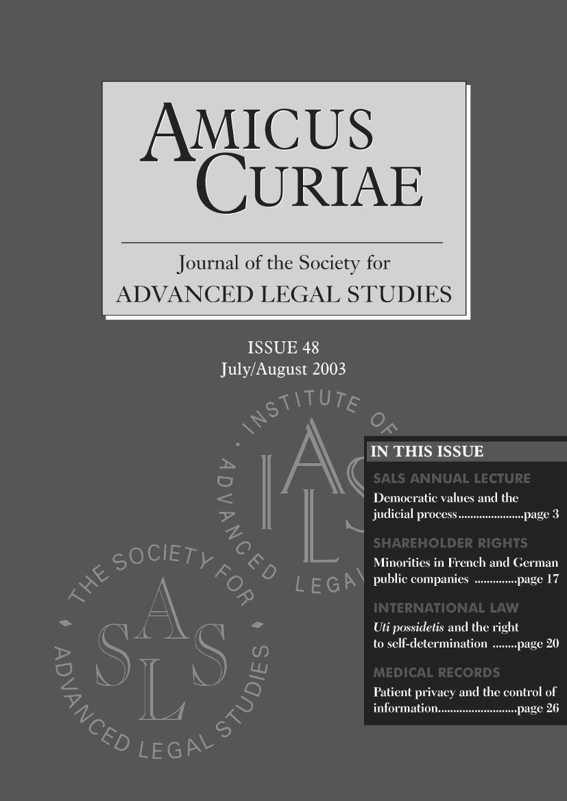 handle is hein.journals/amcrae48 and id is 1 raw text is: AMIcus
CURIAE
Journal of the Society for
ADVANCED LEGAL STUDIES


