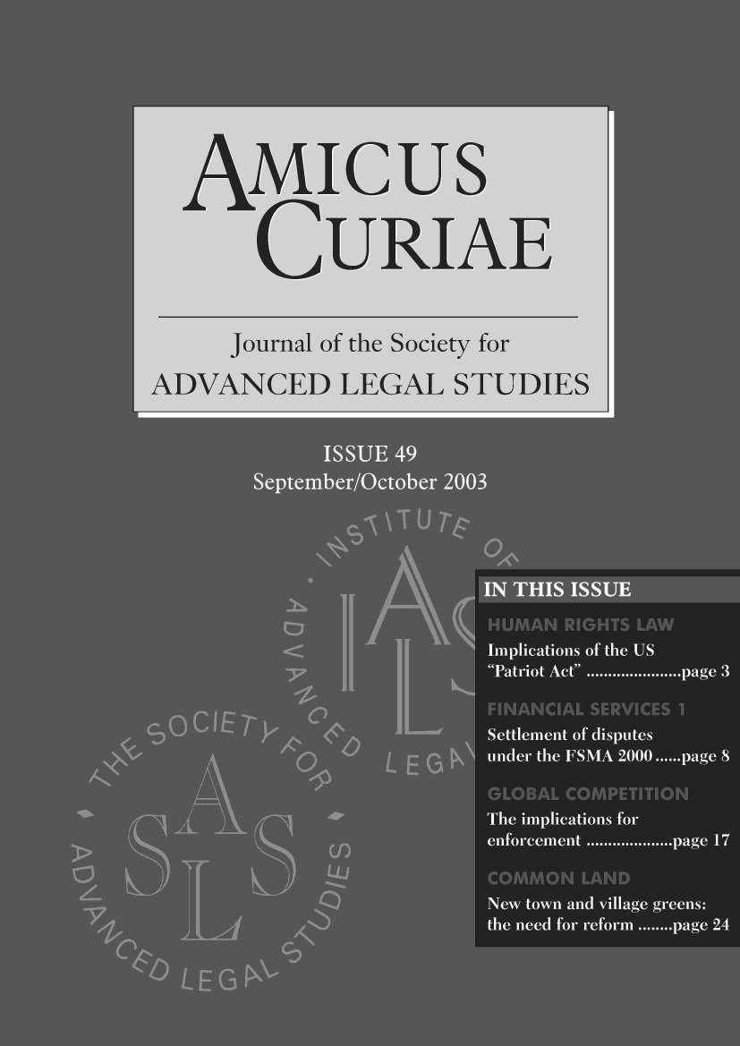 handle is hein.journals/amcrae49 and id is 1 raw text is: AMIcus
CURIAE
Journal of the Society for
ADVANCED LEGAL STUDIES


