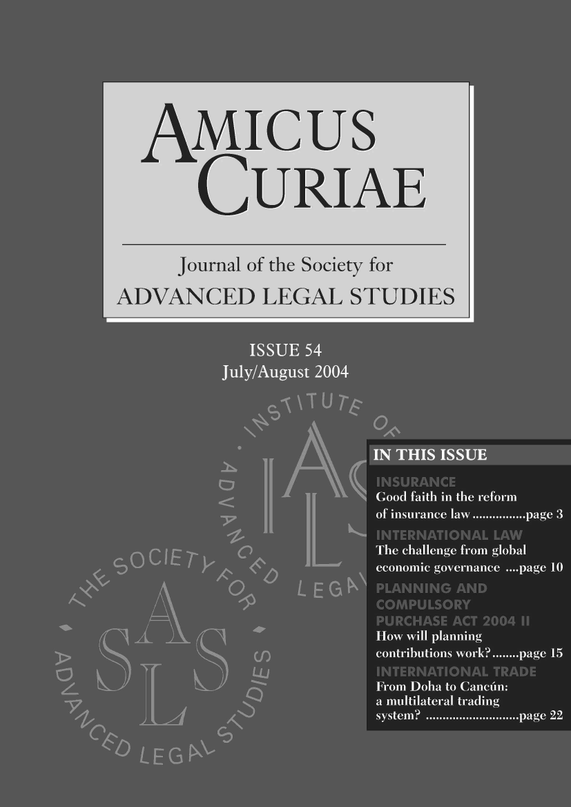handle is hein.journals/amcrae54 and id is 1 raw text is: AMIcus
CURIAE
Journal of the Society for
ADVANCED LEGAL STUDIES


