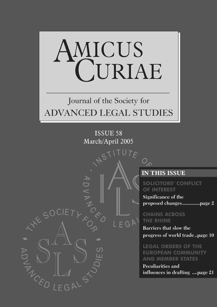 handle is hein.journals/amcrae58 and id is 1 raw text is: AMIcus
CURIAE
Journal of the Society for
ADVANCED LEGAL STUDIES


