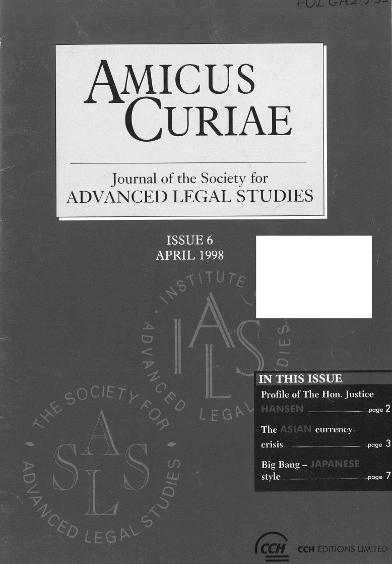 handle is hein.journals/amcrae6 and id is 1 raw text is: AMIcus
CURIAE
Journal of the Society for
ADVANCED LEGAL STUDIES


