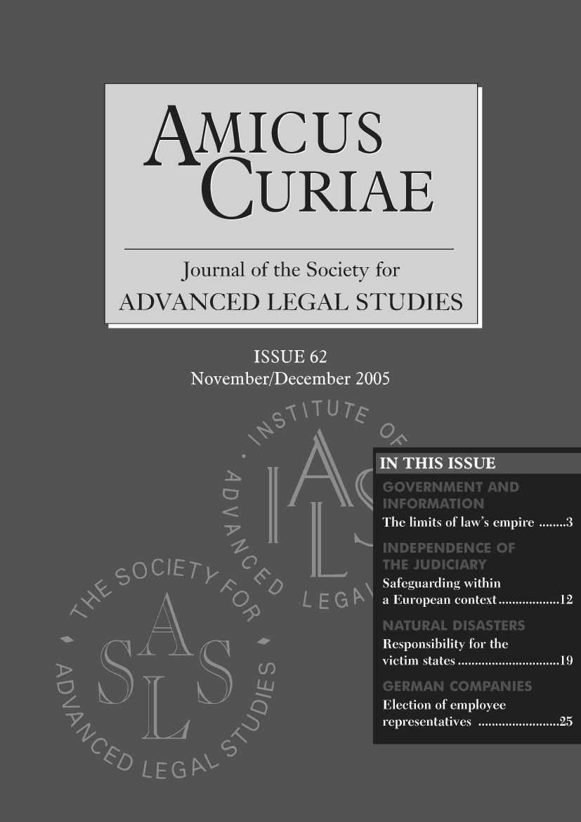 handle is hein.journals/amcrae62 and id is 1 raw text is: AMIcus
CURIAE
Journal of the Society for
ADVANCED LEGAL STUDIES


