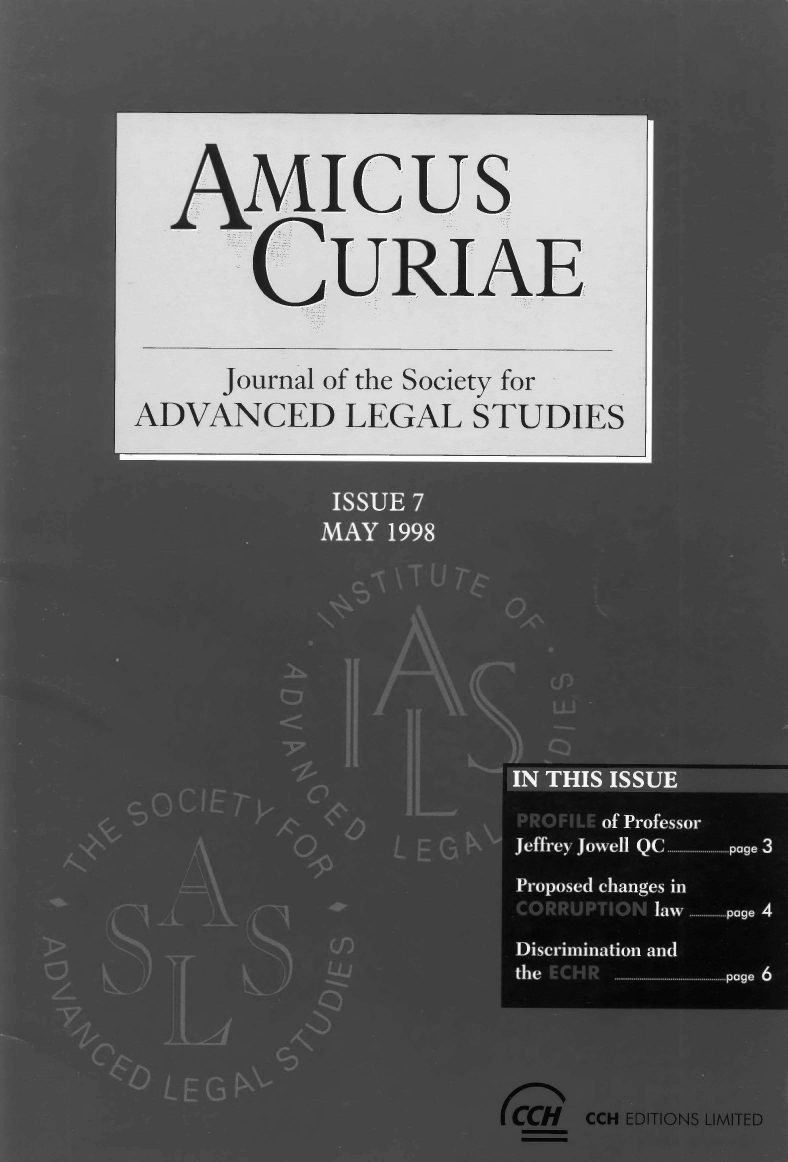 handle is hein.journals/amcrae7 and id is 1 raw text is: Amicus
CURIAE
Journal of the Society for
ADVANCED LEGAL STUDIES


