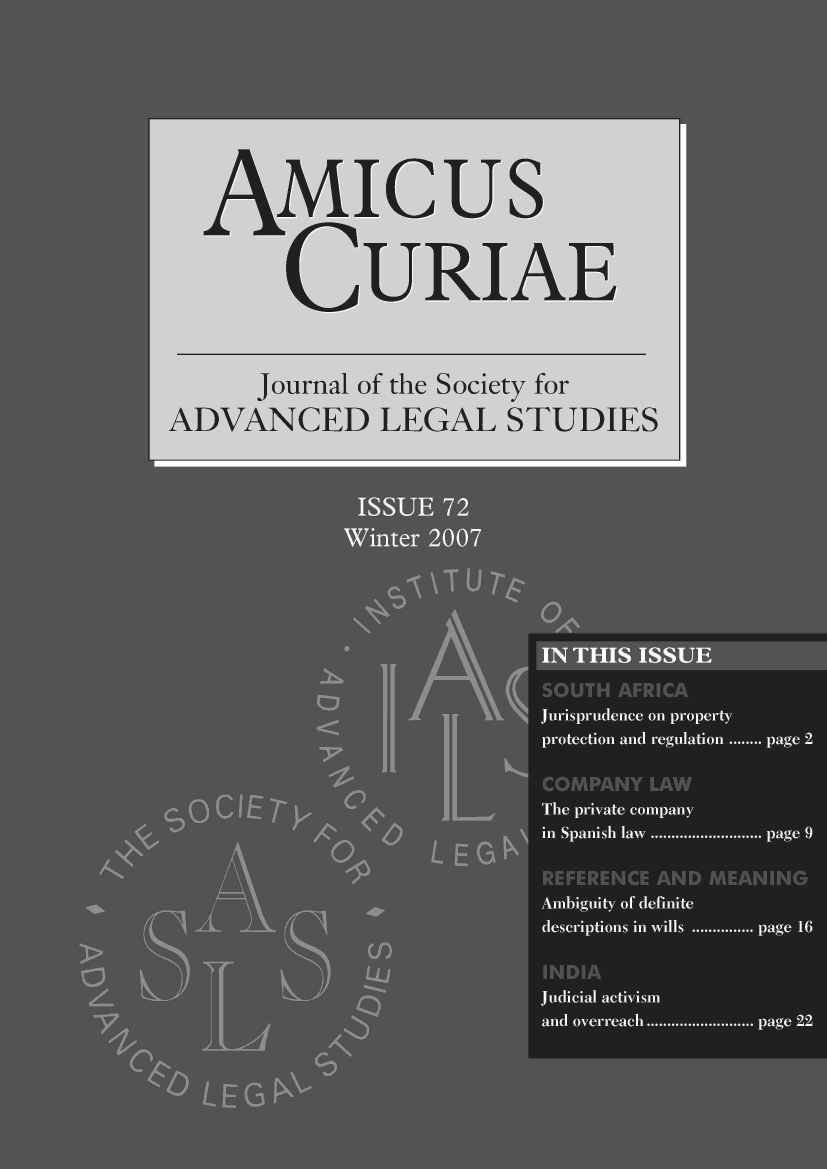 handle is hein.journals/amcrae72 and id is 1 raw text is: AMIcus
CURIAE
Journal of the Society for
ADVANCED LEGAL STUDIES


