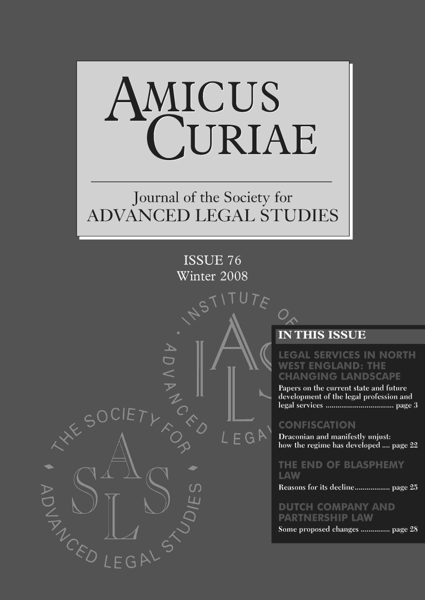 handle is hein.journals/amcrae76 and id is 1 raw text is: AMIcus
CURIAE
Journal of the Society for
ADVANCED LEGAL STUDIES


