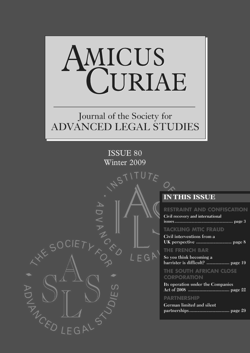 handle is hein.journals/amcrae80 and id is 1 raw text is: AMIcus
CURIAE
Journal of the Society for
ADVANCED LEGAL STUDIES


