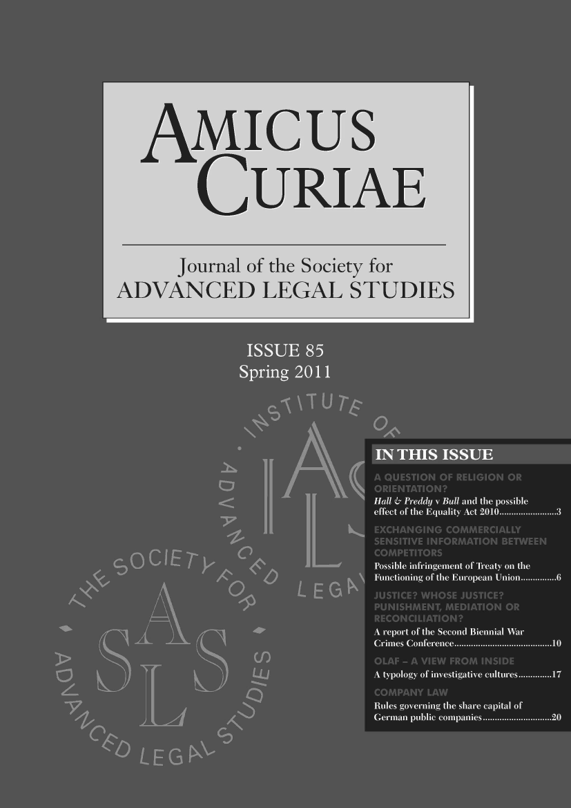 handle is hein.journals/amcrae85 and id is 1 raw text is: AMIcus
CURIAE
Journal of the Society for
ADVANCED LEGAL STUDIES


