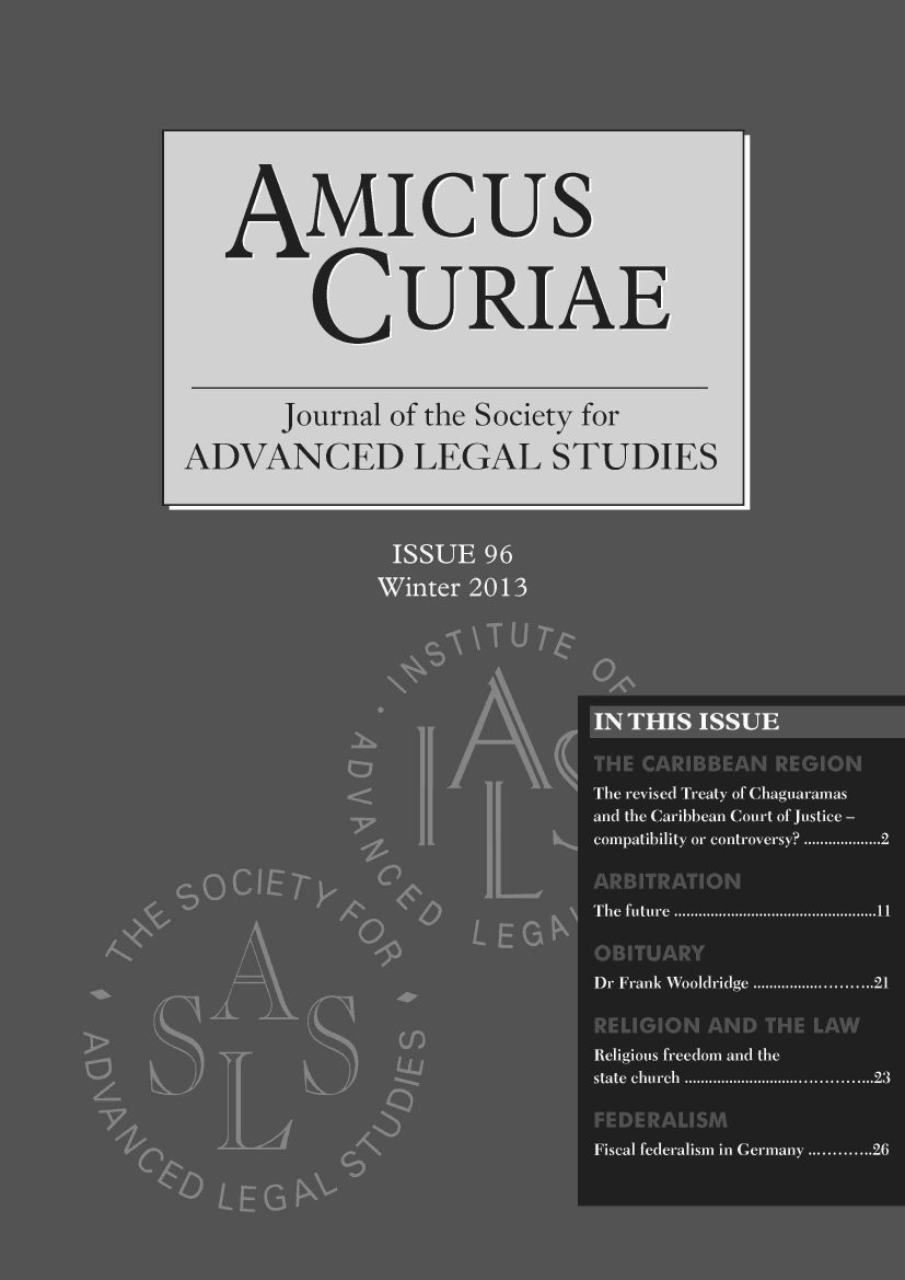 handle is hein.journals/amcrae96 and id is 1 raw text is: AMICUS
CURIAE
Journal of the Society for
ADVANCED LEGAL STUDIES


