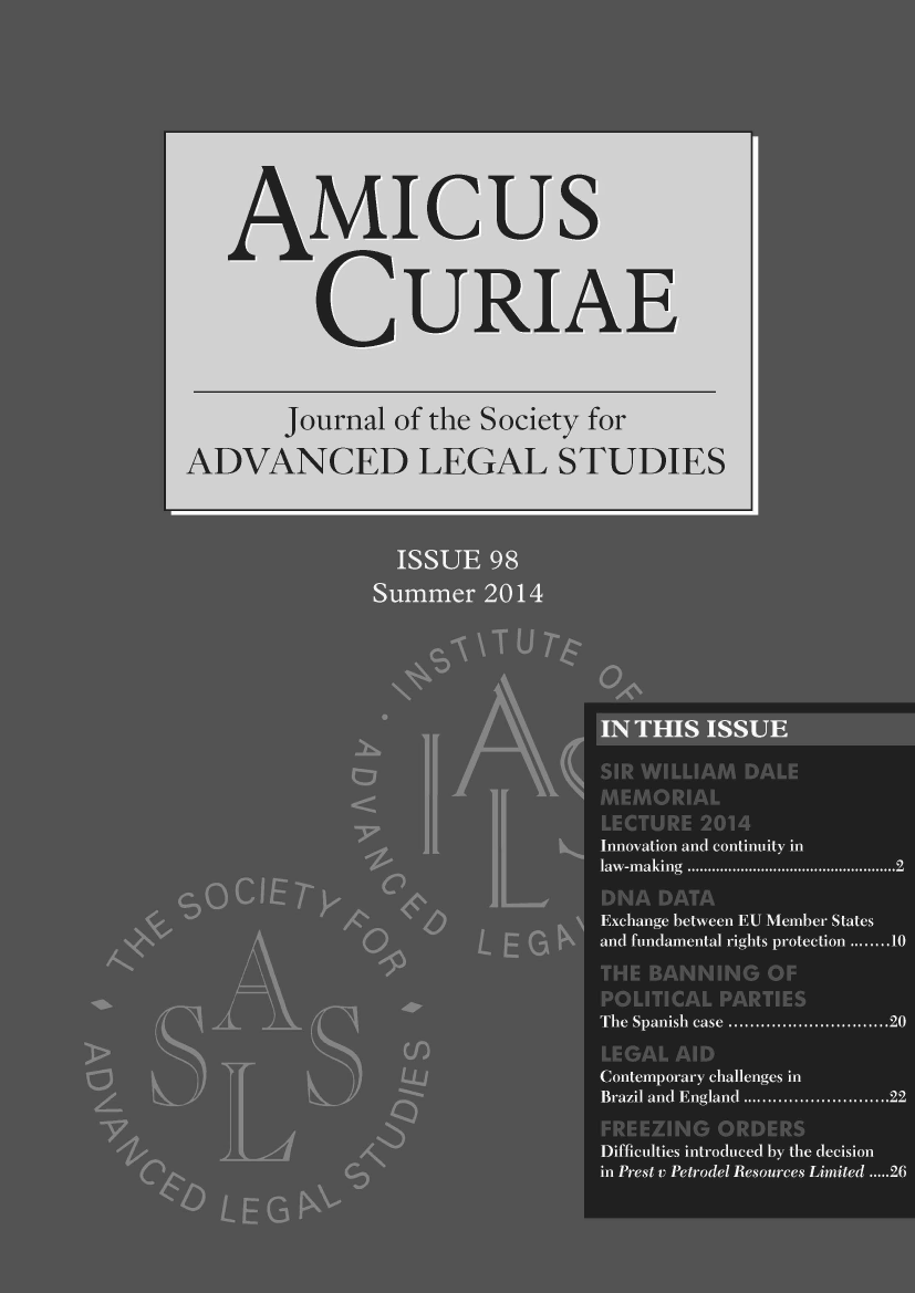 handle is hein.journals/amcrae98 and id is 1 raw text is: AMICUS
CURIAE
Journal of the Society for
ADVANCED LEGAL STUDIES


